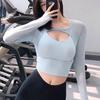 Women's Long-Sleeve Yoga T-shirt with Chest Pads, Unique Design, Southeast Asia To Western Style