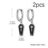 Gothic Coffin Cross Dangle Earrings for Men, Waterproof Stainless Steel Punk Earrings, Unique Fashion Piercing Jewelry Gift