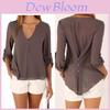 Elegant Women's Long Sleeve V Neck Loose Chiffon Blouse In 11 Stylish Colors And Sizes