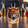 Decantador de Vidrio con Cabeza de Lobo para Whisky Botella Novedosa con Forma de Animal para Licor Vino Utensilio de Barra Regalo