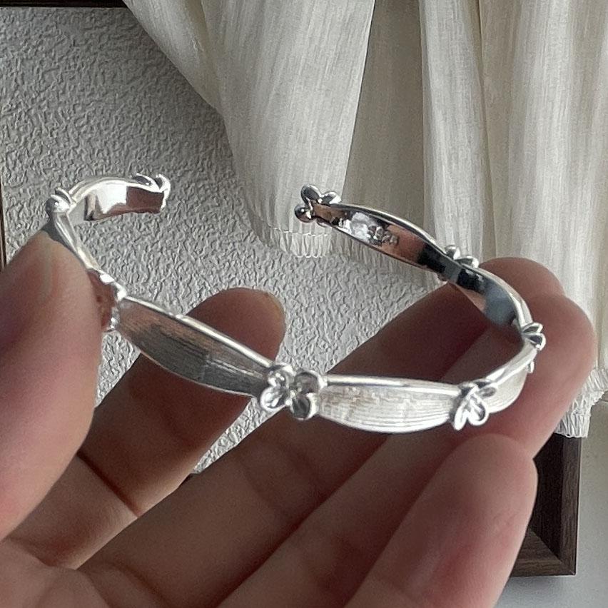 Xiaomi 100% Solid 925 Sterling Silver Retro Bracelet for Women Men Vintage Handmade Flower Shape Bracelet Birthday Gift