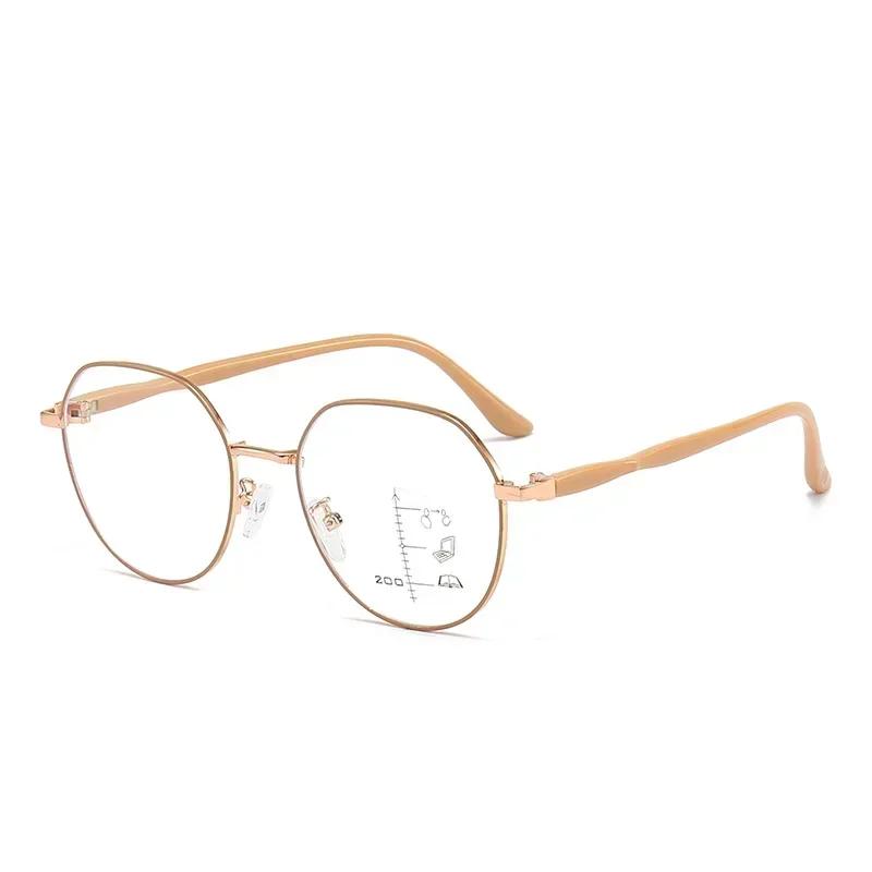 Unisex Anti-blue Light Multifocal Reading Glasses Fashion New Progressive Glasses Women Luxury Round Far Sight Near Far Eyewear