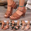 Women'S Temperament Sandals Casual Fashion Summer Korean Toe Chunky Heel Strappy High Heeled Sandal For Women Comfortable Shoes