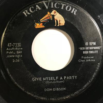 7inch Record DON GIBSON - Give Myself A Party / Look Who's Bl 477330 RCA VICTOR 1958 US Country/Folk Used