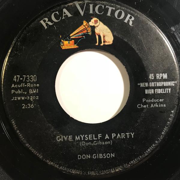 

7inch Record DON GIBSON - Give Myself A Party / Look Who s Bl 477330 RCA VICTOR 1958 US Country/Folk Used