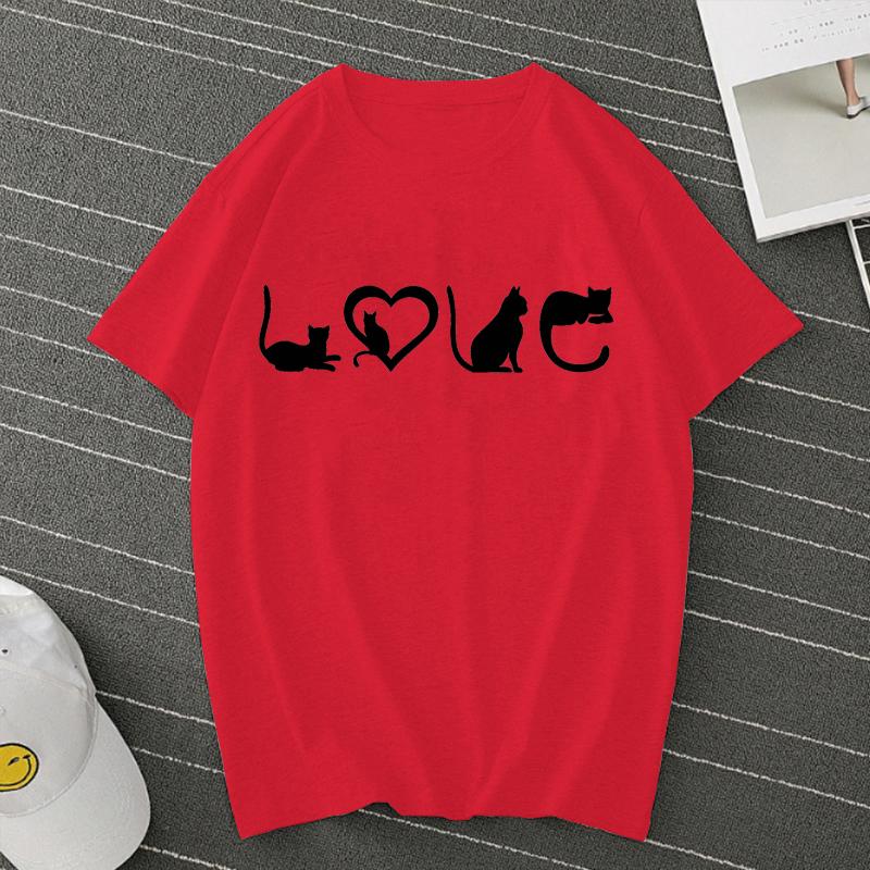 Damen-T-Shirt mit schwarzem Katzenmotiv und Mama-Motiv – modisches Kurzarm-T-Shirt mit Rundhalsausschnitt für Katzenliebhaberinnen zu Weihnachten