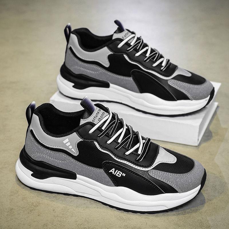 Forrest Gump Men's Shoes Autumn Leather Sports Shoes Men's Versatile Casual Shoes Running Anti Slip Height Increasing Dad Trendy Shoes Winter