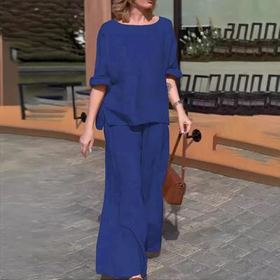 Summer Women's Cotton and Linen Set Blouse and Pants Loose Casual Two Piece Suit Sets