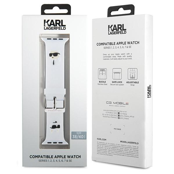 Karl Lagerfeld Pasek Klawmslkcnh Applewatch 38/40/41Mm Biały/White Strap 3D Rubber Karl&Choupette Heads