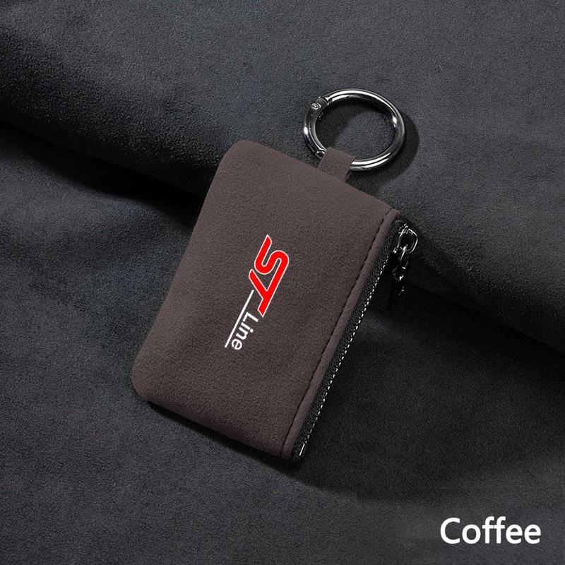 Car Key Bag Suede Coins Wallet Mini Card Pouch For Ford Focus 2 Fiesta Mondeo Fusion Escape Edge Ecosport Kuga ST LINE Accessory