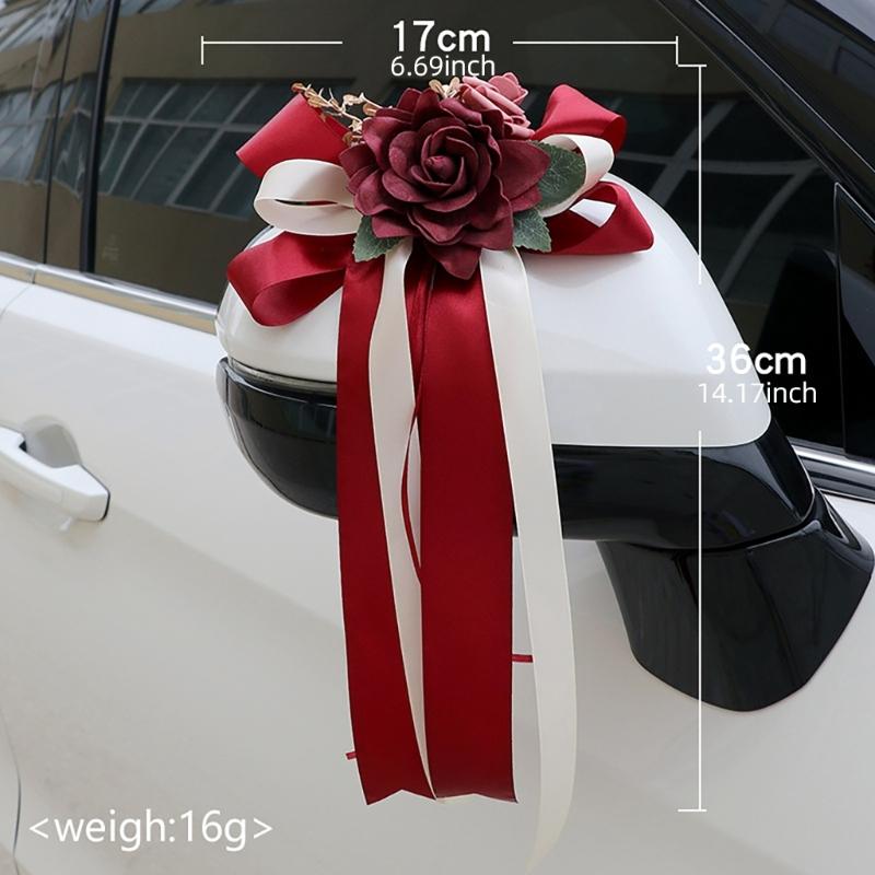 Elegant Wedding Car Door Handle Ribbon Decorations Door Handle Flower Bowknot Decoration for Wedding Car and Venues