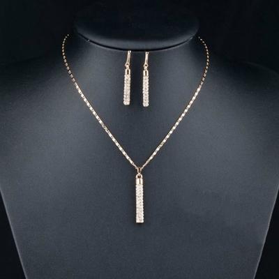 1 Set Damen-Halskette, Ohrringe, zylindrischer Stab, Strasssteine, glänzendes Schmuckset für Bankett