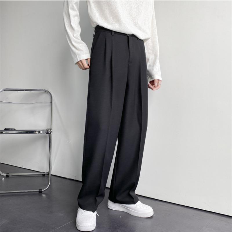 2024 New Men White Straight Pants Fashion Korean Loose Suit Trousers Casual Draped Baggy White Wide Pant Male Streetwear