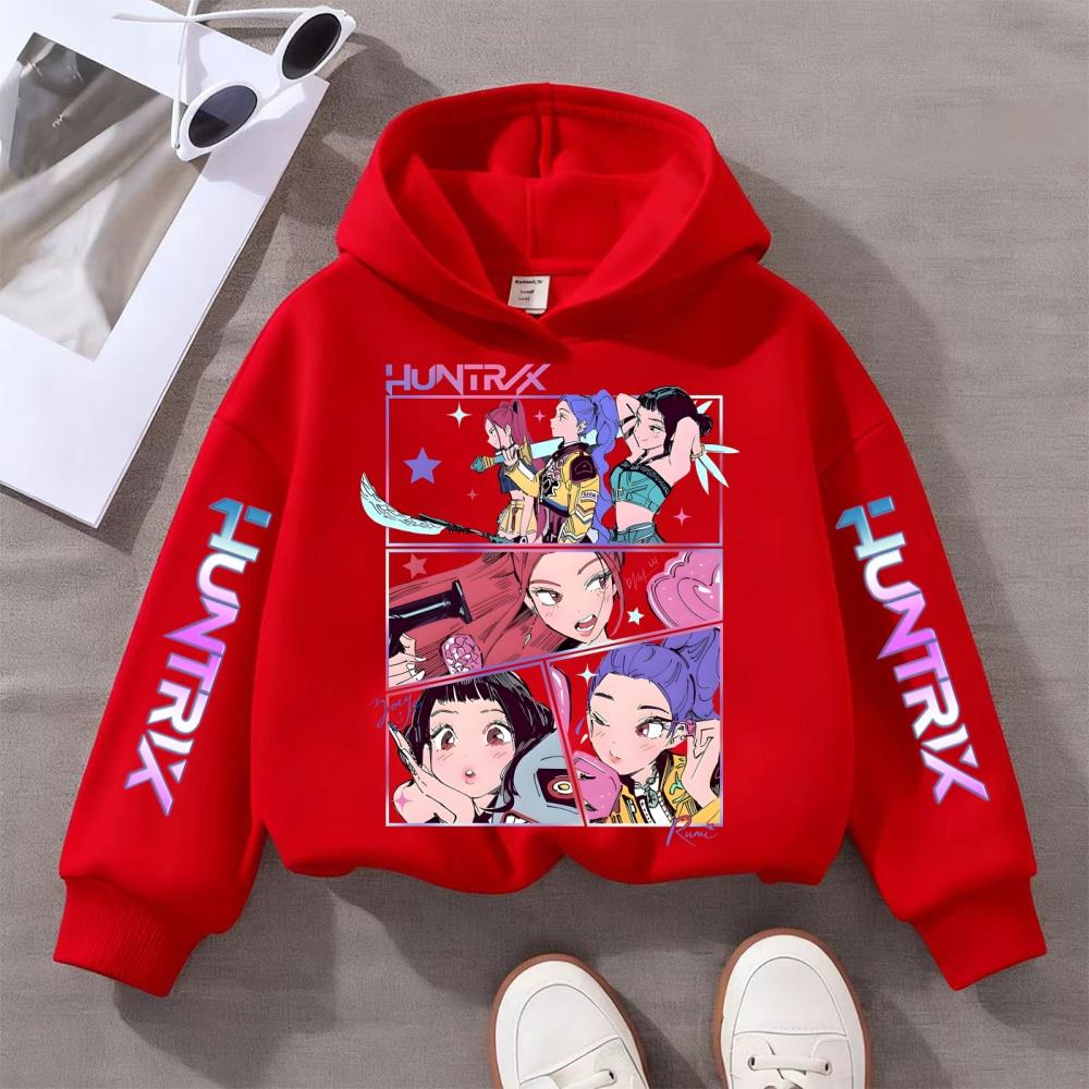 Kpop Demon Hunter Anime Hoodie Girls' Clothing Saja Cosplay Cartoon Pattern Sweatshirt Y2K Casual Everyday Pullover Hoodie