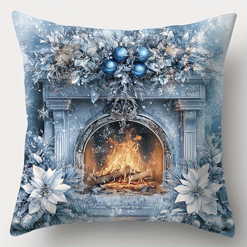 Christmas Theme Pillowcase Modern Style, Zipper Closure, Machine Washable, Polyester