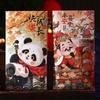 6pcs Chinese Style New Year Red Envelopes Panda Traditional Good Lucky Red Packets Blessing Hongbao God of Wealth Money Bag