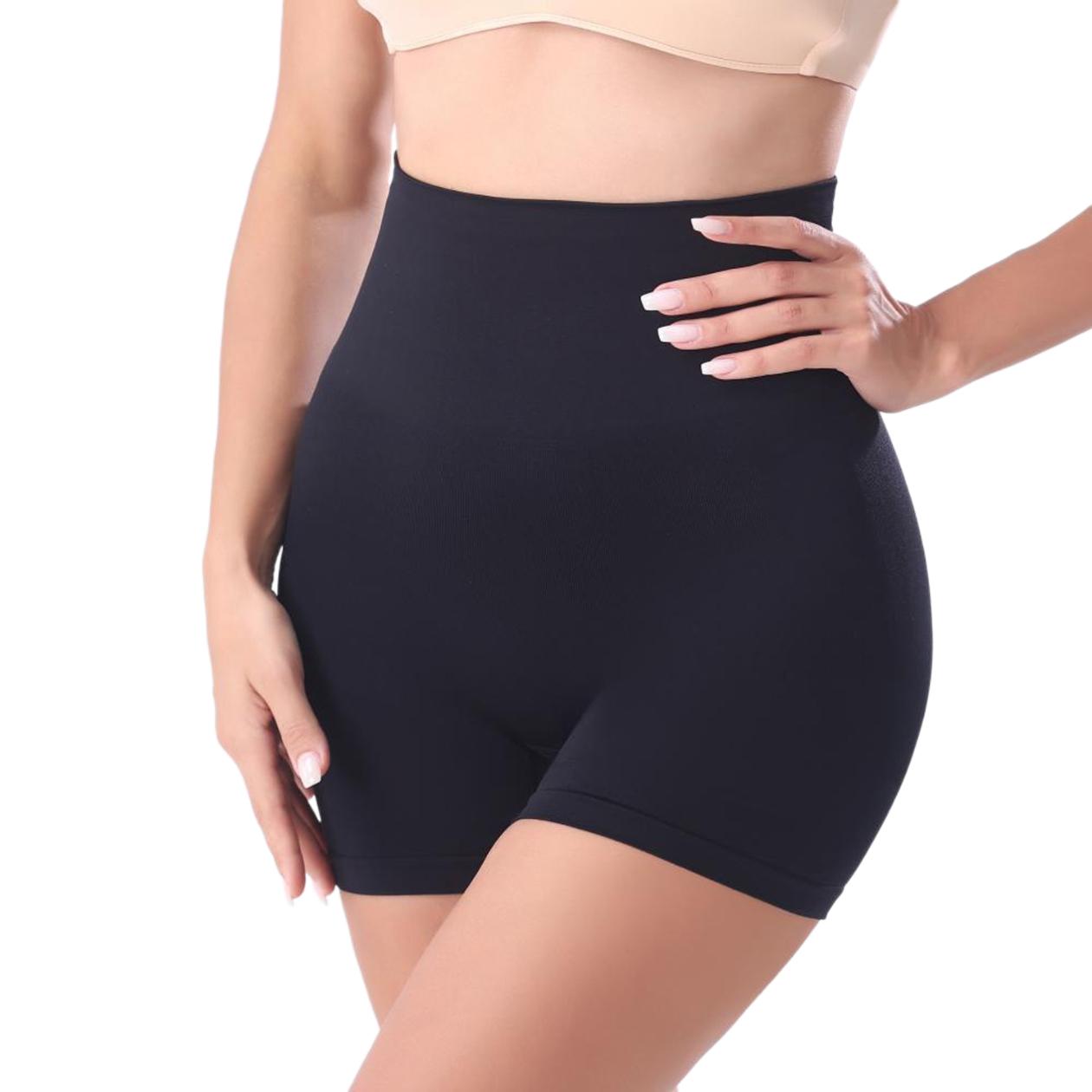 

Бесшовные шорты с высокой талией для женщин, эластичные трусики-шорты, нижнее белье, платье под юбкой с противоскользящей полосой 3XL/4XL чёрный
