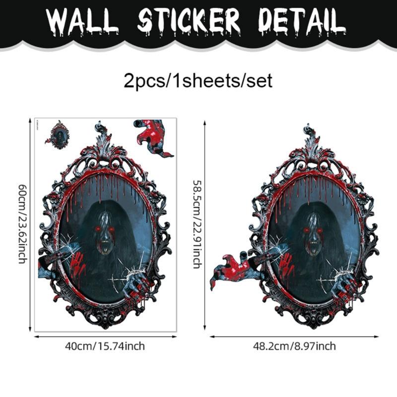 2PCS Halloween Specters Wall Sticker Waterproof PVC Decoration For Home Party Horror Theme Livings Room Decors Easy Install