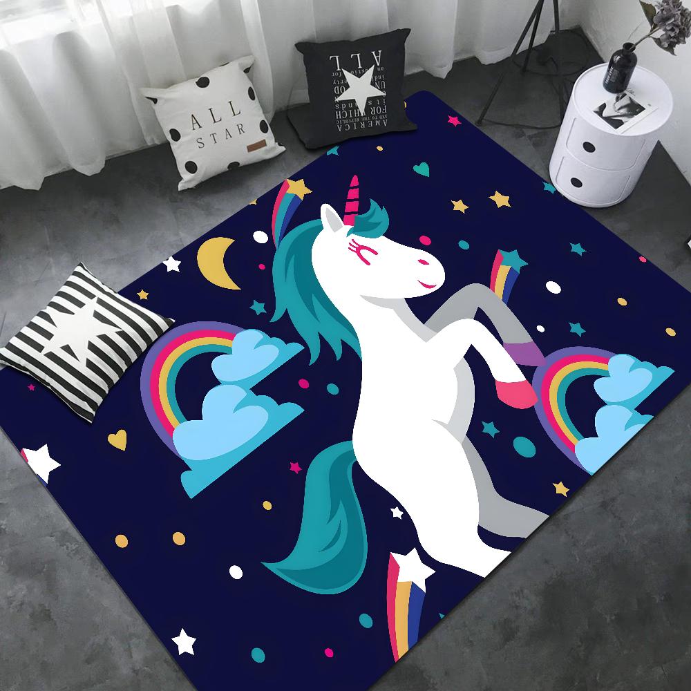 Cartoon Unicorn Animal Bathroom Mat Kids Room Bedroom Decoration Balcony Anti-Slip Doormat Living Room Bedside Area Rugs