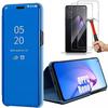 Protective Case - E.F.CONNECTION - for OPPO Reno 8 5G - Mirror Effect - Shockproof Protection Blue - 2 Tempered Glasses