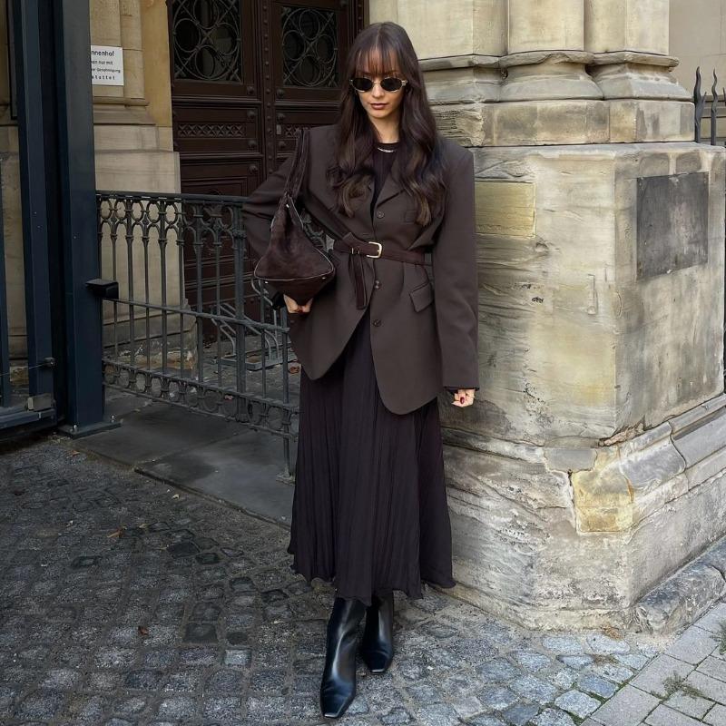 Pletené Maxi Šaty Dámské Podzim Zima Nové Ležérní Retro S Vysokým Pasem Žebrovaný Svetr Bodycon Šaty Dámské Sváteční Párty Outfity