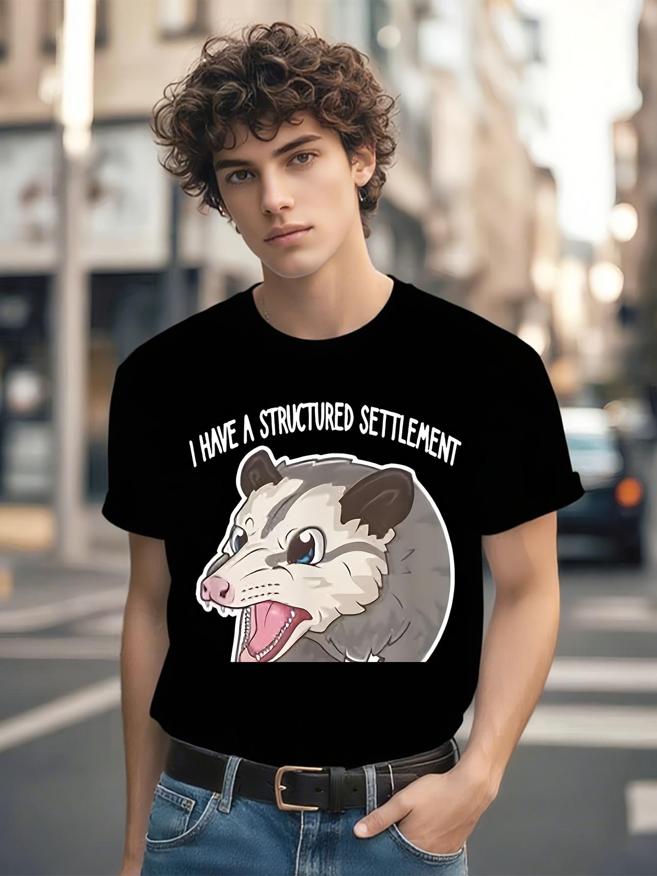 Funny I Need Trash Now Possum Meme Tshirt - Black with Bo... M