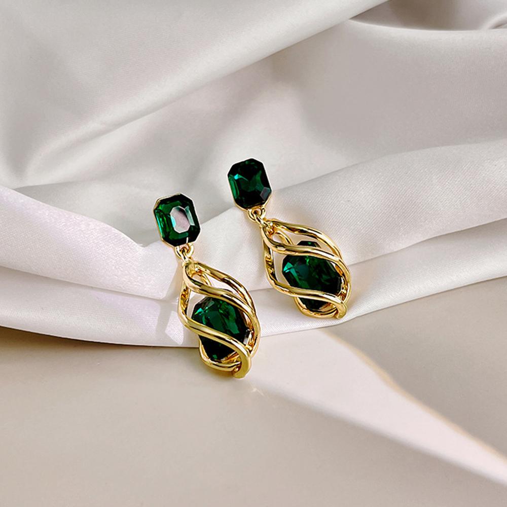 Non Pierced Green Blue Resin Clip On Earrings For Women Wedding Party Gift Geometric Jewelry Fake Piercing Ear Cuff Earring