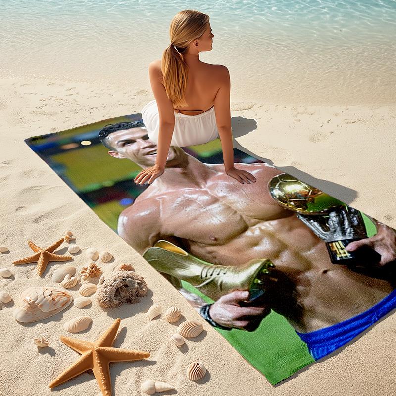 Ronaldo Portugal Football Legend Beach Towel Beach Portable For Travel Outdoor Pool Towel Seaside Swim Comfort Outdoor Picnic Beach Mat