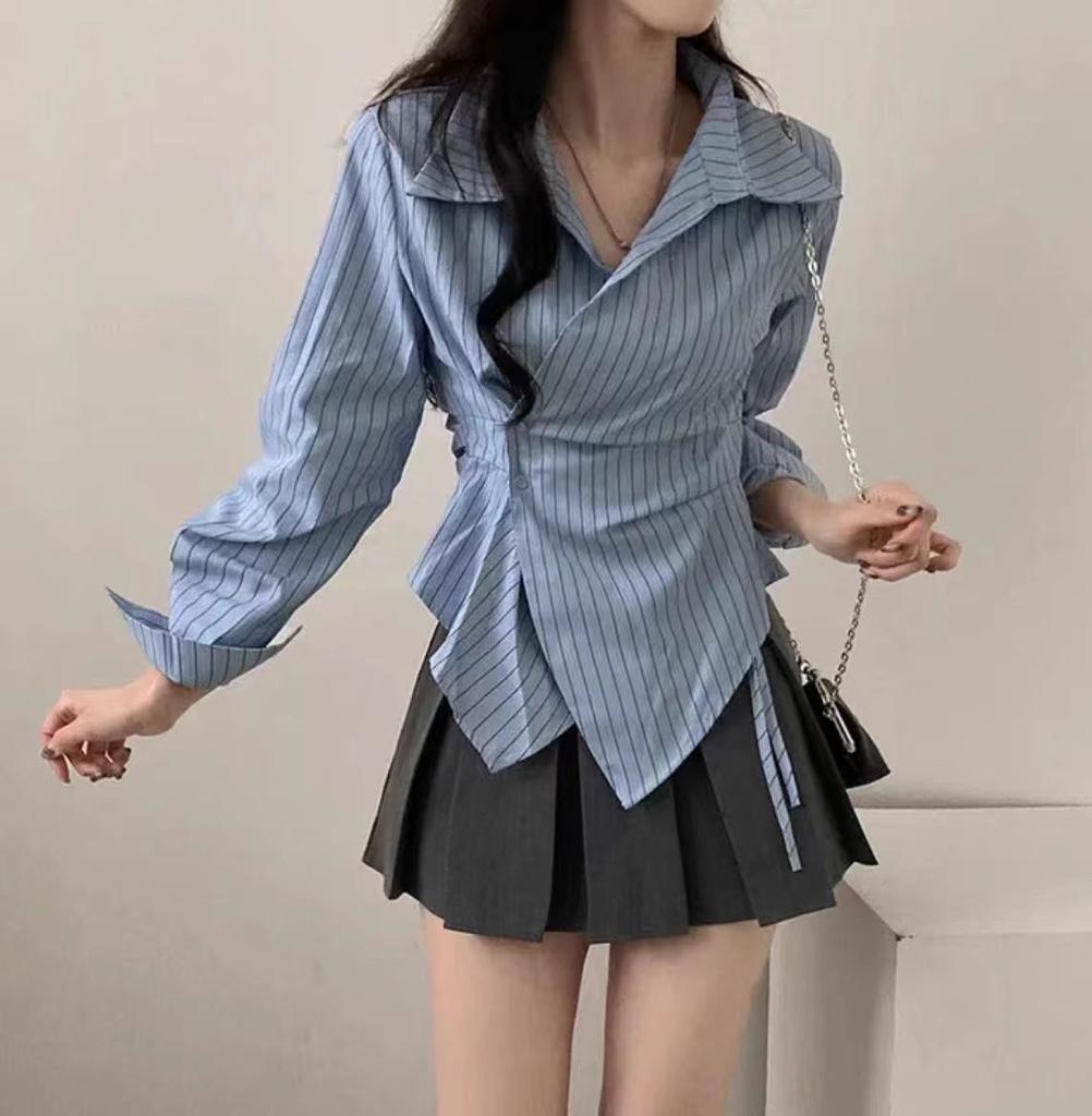 Spring Autumn Casual Striped Shirt Women Shirts Fashion Female Long Sleeve Slim Blouse Tops Office Lady Shirts
