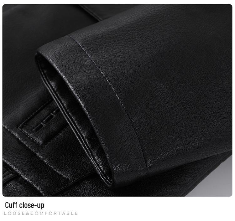 Men's Winter Leather Jacket with Fleece Lining - Ideal for Middle-Aged and Elderly Dads and Grandpas