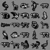 50 Animal Skeleton Graffiti Stickers: Black & White Waterproof Decals for Water Bottles, Phones, and Skateboards