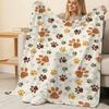 Simple Solid Color Flannel Blanket, Pet Paw Print Series – Soft Cozy Warm Throw Blanket for Home, Couch Napping, Halloween & Christmas
