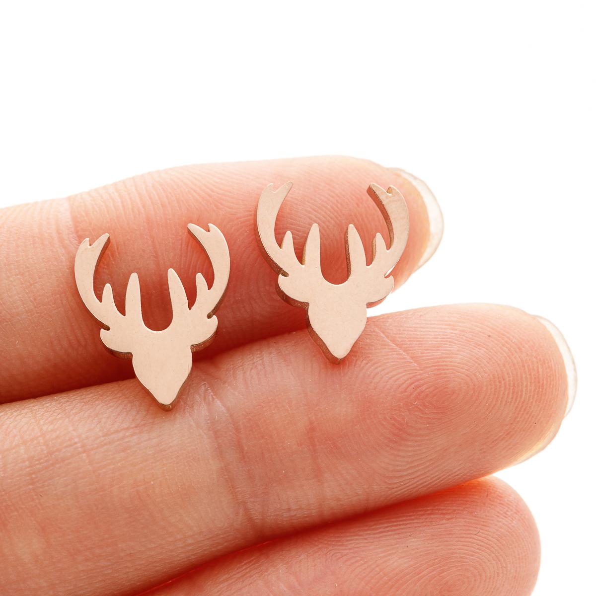 

Simple Deer Head Antlers Stud Earring For Women Girl Christmas Gifts Piercing Ear Surgical Steel Earrings Trend 2024 New Items
