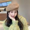 Fluffy Knitted Beret Hat Solid Color Knitted Octagonal Cap Retro Wool Painter Hat  Girl