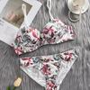 1 conjunto/roupa íntima feminina moda sexy estampa floral conjunto de sutiã com aro push up sutiã com alça ajustável sutiã e calcinha conjunto