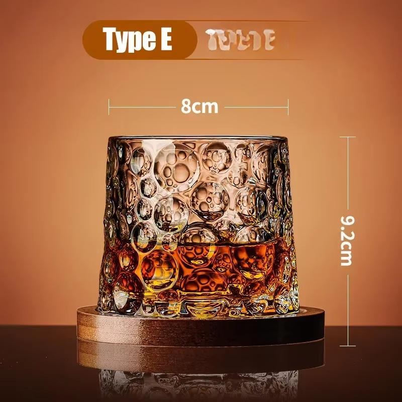 Whiskey Glass with Base Tumbler Crystal Whiskey Glasses Rotating Spinning Wine Brandy Glass Cup Drinkware for Bar Home