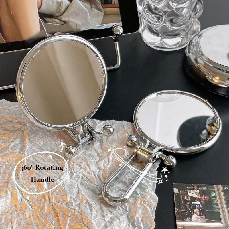2X/5X/10X Magnification Foldable Mirror Double-Sided Portable Mirror 360° Rotation Handheld Mirror Table Standing Makeup Tool