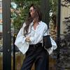 2025 Summer Women's Fresh Loose-Fit Stand Collar Lantern Sleeve Top