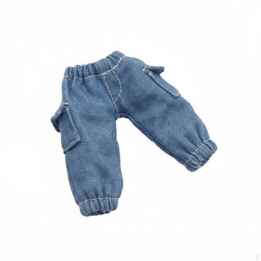 OB11 Doll Cargo Pants Side Pockets 1/12 BJD Trousers Elastic Waist Miniature Pocket for