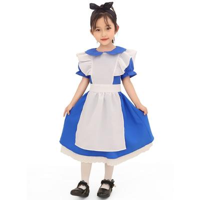 Halloween Alice im Wunderland Blaues Dienstmädchen Showkleid Eltern-Kind-Kleid
