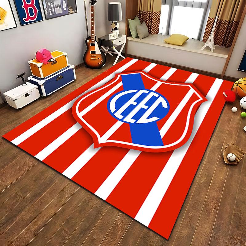 Red Striped Logo Carpet Design suitable as a non-slip mat for the living room or bedroom sofa