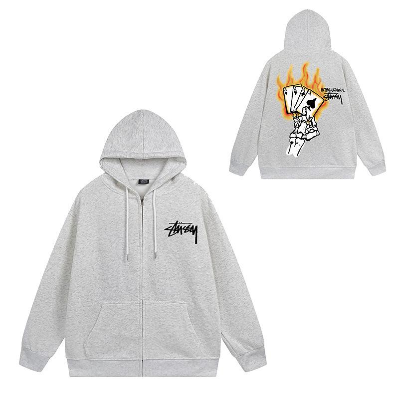 Trendy brand zipper hooded autumn and winter new letter flame pai jiu couple coat