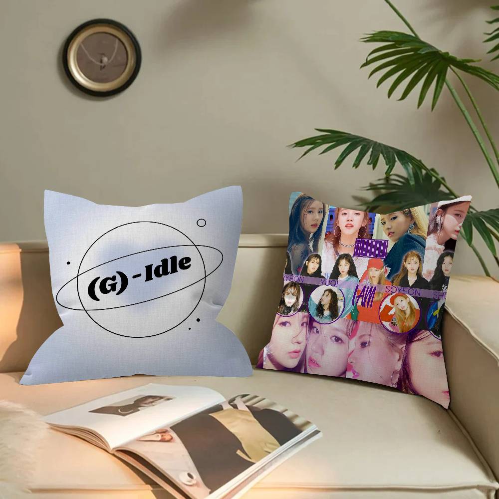 Popular K-Kpop Style Team I-Idles Cushion Cover Pillowcase Upholstery Sofa Throw Pillow Home Decor Pillowcas