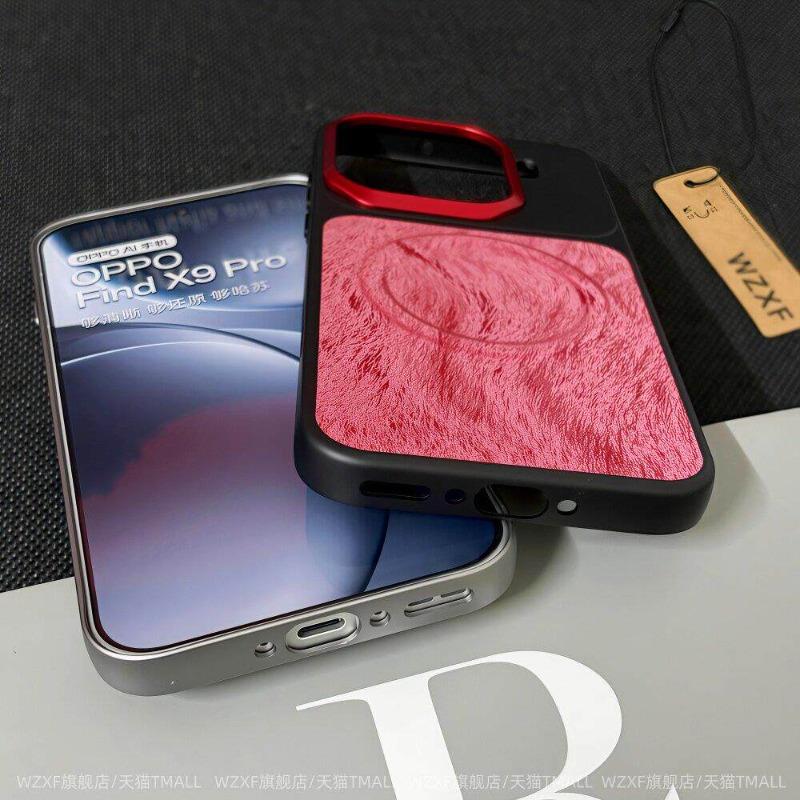 For OPPO Find X9 Pro Case Luxury For MagSafe Magnetic Velvet PU Leather Splicing Electroplated PC Lightweight Hard Cover