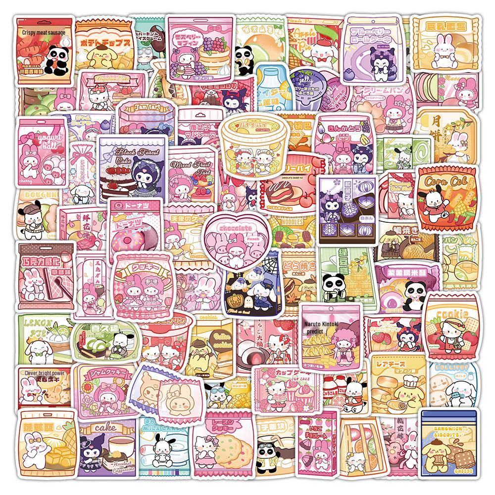 100 Sanrio Snack Bag Cartoon Graffiti Stickers for Phone Cases and Journals