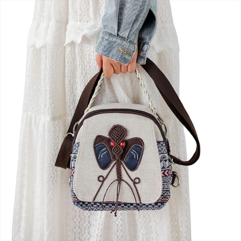 Ethnic-style Handbag, Casual Crossbody Bag, Large-capacity Artistic, Lightweight Single-shoulder Backpack, Women's Bag