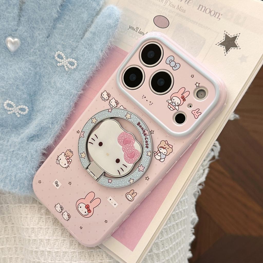 Sweetheart Cat is suitable for Apple devices17promax Phone case iphone16Girly Pink11Soft15Magnetic Bracket13