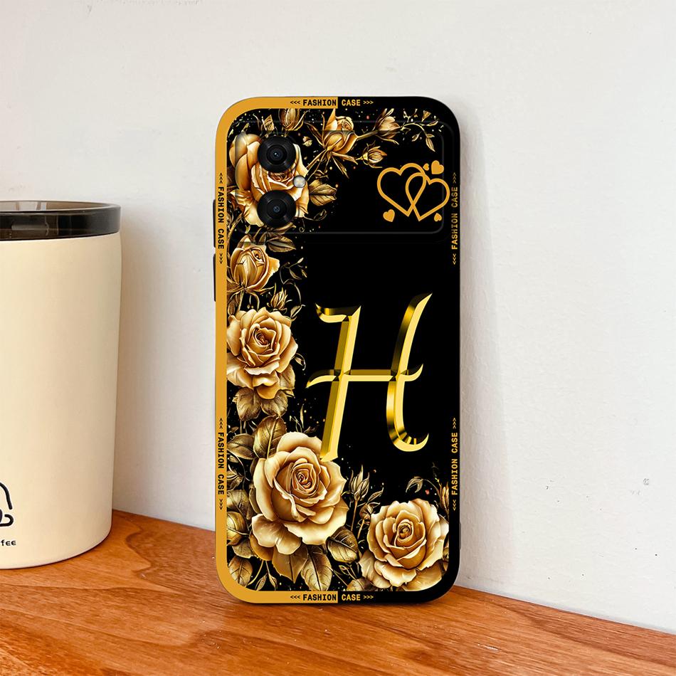 Case For Xiaomi Poco M4 M3 Pro Luxury Rose Letters Soft Smooth Liquid Silicone Housing For Poco M 4 M 3 Lightweight Phone Cover