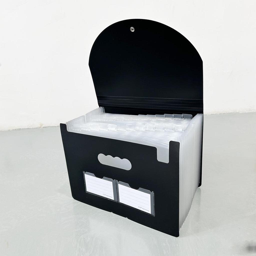 A4 Accordion File Folder with 25 Pockets, Color Inner Pages, and Lanyard Flap (PP Material)