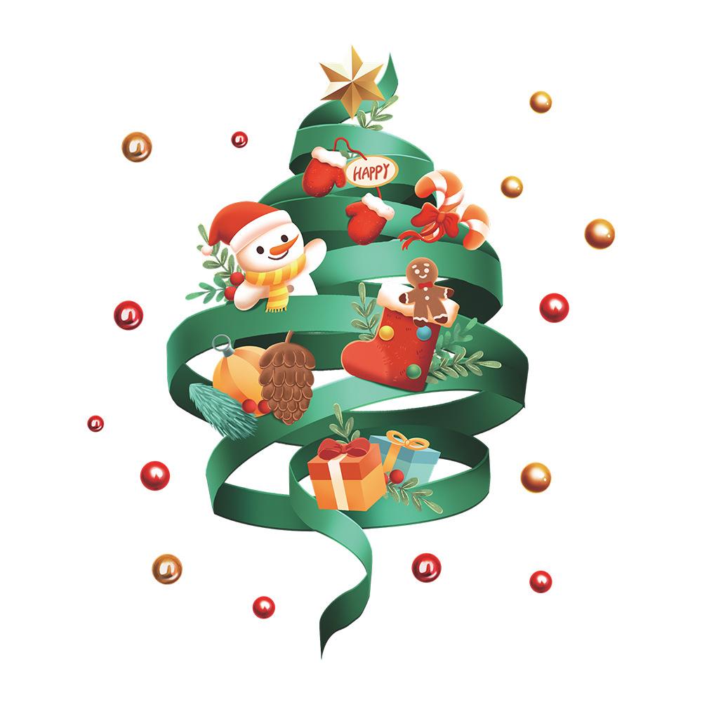 Juletre Snømann Sokker Fargerik Kule Atmosfære Dekorasjon Glassvinduer Vindusklistremerker